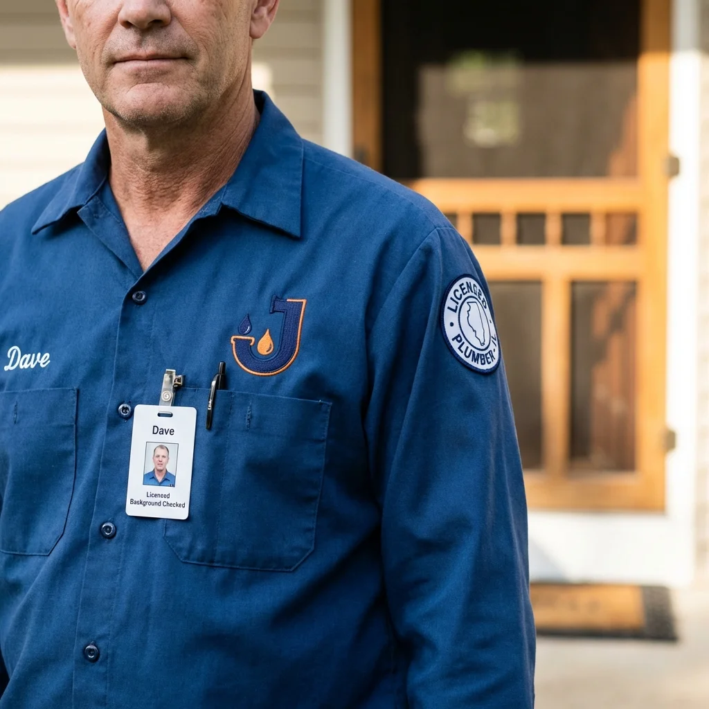 Licensed plumber showing ID badge in Winter Haven, FL