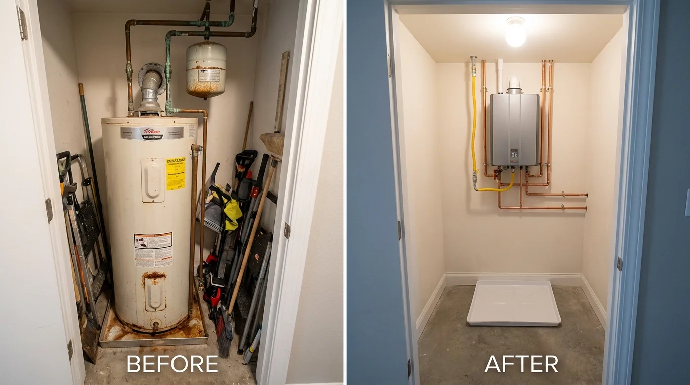 Tank water heater versus wall-mounted tankless unit comparison for Winter Haven, FL homeowners